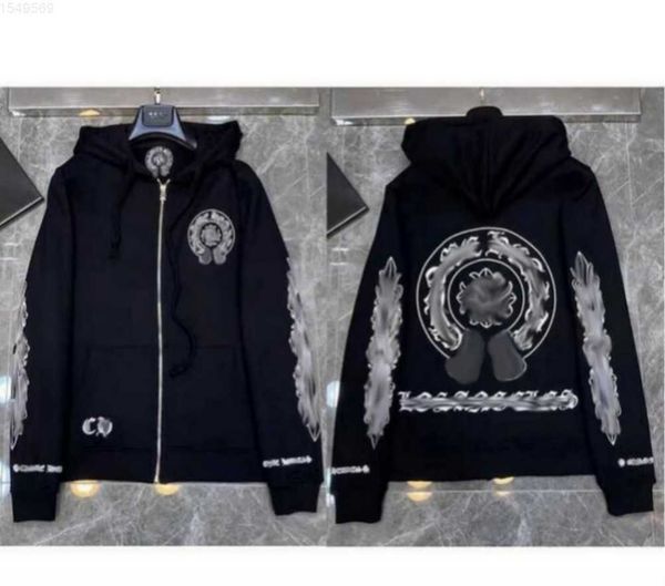 

qss5 men's hoodies sweatshirts designer womens chrome winter heart hoodie ch long sleeve jacket loose coat hooded hoody man hip hop chr, Black