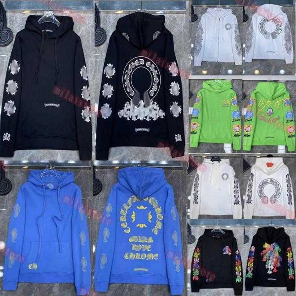 

lrhm men's hoodies sweatshirts designer chromese winter heart ch long sleeve jacket loose coat hooded hoody woman hip hop chromees hear, Black