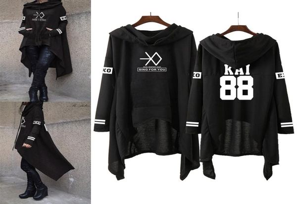 

exo fashion korean exo do lay se hun kai sing for you hoodies loose skirt women harajuku cotton sweatshirts pullovers sxxl4165278, Black