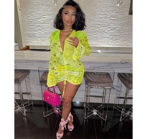 

women039s tshirt summer women clothing tight mesh print deep vneck long sleeve nightclub club outfits streetwear gothic cloth9410296, White