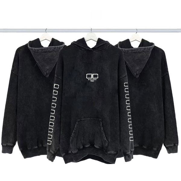 

blcg lencia autumn winter oversize hoodies men carbonized compact spinning fabric wardrobe essentials sweatshirts warm plus size brand cloth, Black