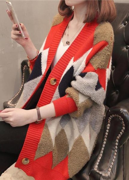 

women039s sweaters women v neck knitted cardigan sweater vintage long sleeve fashion autumn winter oversized outerwear jumper t3293743, White;black