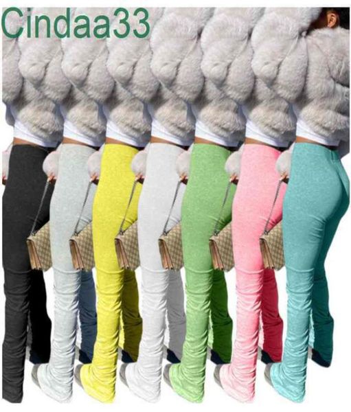 

women leggings designer flare high waist stacked pants hip hop trousers slim fold party street cb bell bottoms sports pants 8 colours4169828, Black;white