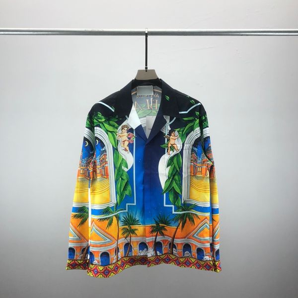 

casablanc long sleeve men designer shirt fashion casual cotton men's slim solid color short clothes long sleeve clothing size -3xl, White;black