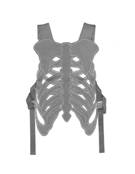 

dark skeleton leather vest men039s ins high street fashion brand embroidered vest8184109, Black;white