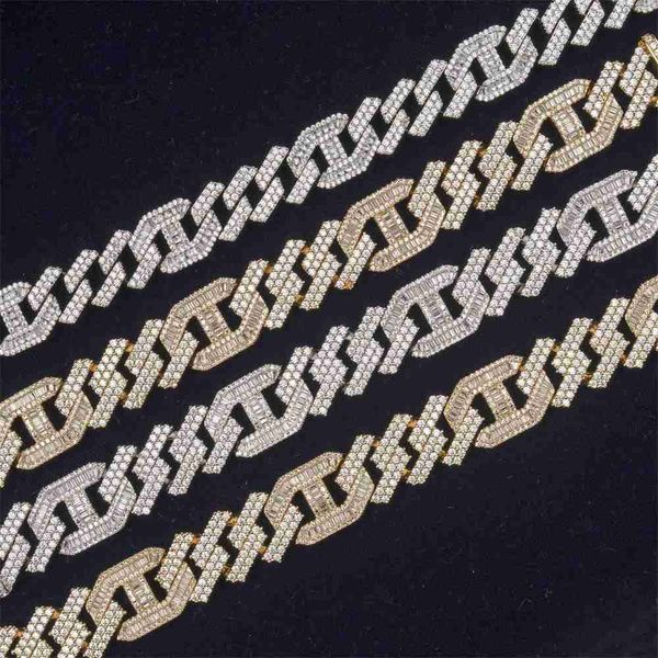 

new design fashion 16mm width iced out buss down hip hop 18k gold filled moissante wholesale cuban link chain, Silver