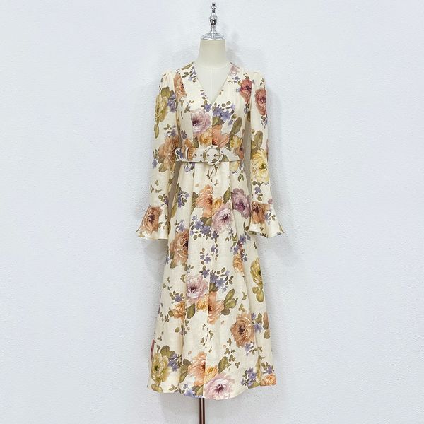 

casual dresses australian designer dress 2023 autumn new fresh romantic rose element long dress, Black;gray