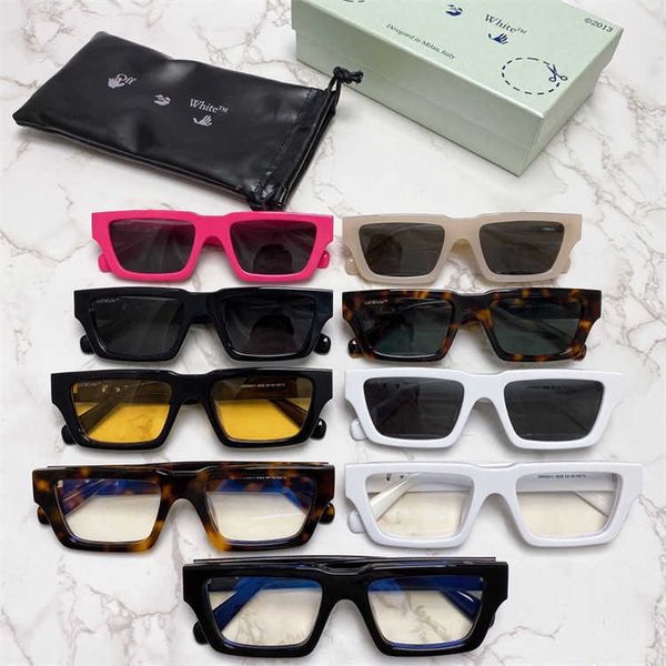 

2023 new off trendy white men ow box sunglasses for women, White;black