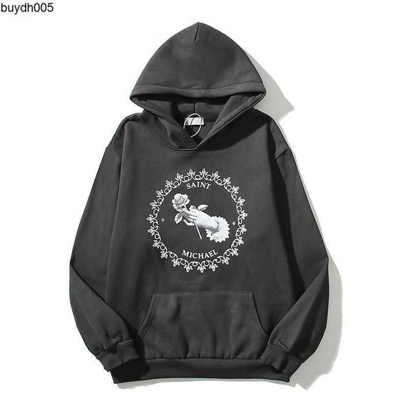 

bo08 men's hoodies sweatshirts jerry saint michael co branded fog high street old washed vintage hoodie, Black