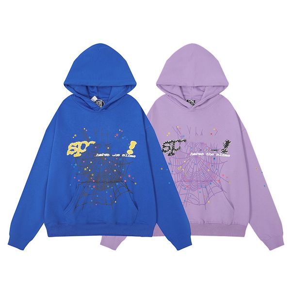 

designer clothes sp5der 555555 young thugspider web foam printed pure cotton high-quality loose casual pink sweatshirts y2k pullovers mens w, Black