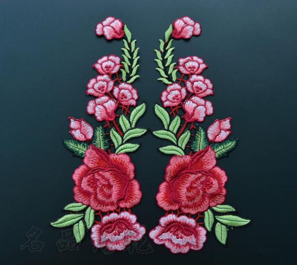 

beautiful rose flower floral collar sew patch applique badge embroidered bust dress handmade craft ornament fabric sticker sk798059052, Black;white