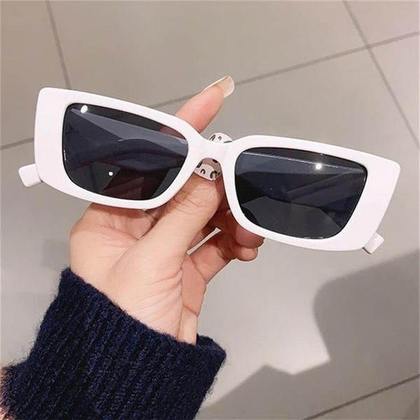 

retro white rectangular sunglasses women 2021 trendy brand designer shades small frame sun glasses female oculos uv400263g, White;black