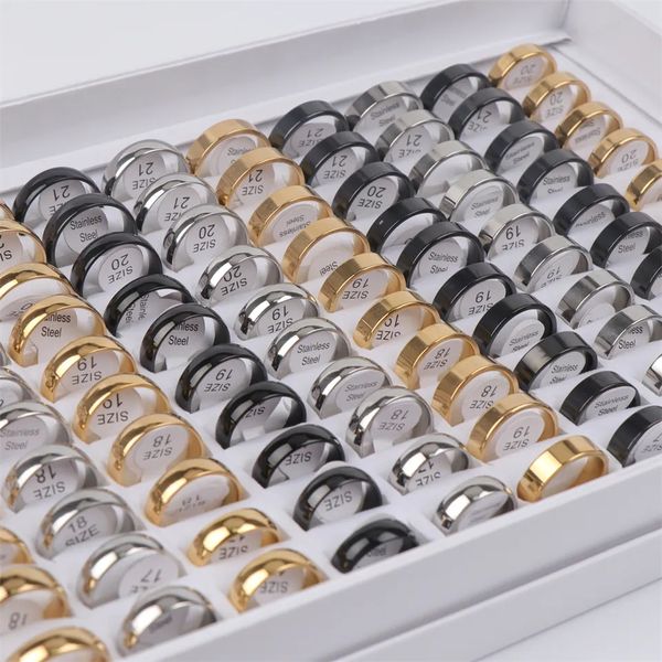 

wholesale of 30 pieces/batch of classic smooth polished stainless steel rings for women and men mixed color width 2mm-8mm party gifts birthd, Silver
