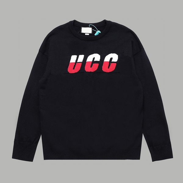 

men's plus size hoodies & sweatshirts jacquard letter knitted sweater in autumn / winter acquard knitting machine e custom jnlarged det, Black;brown
