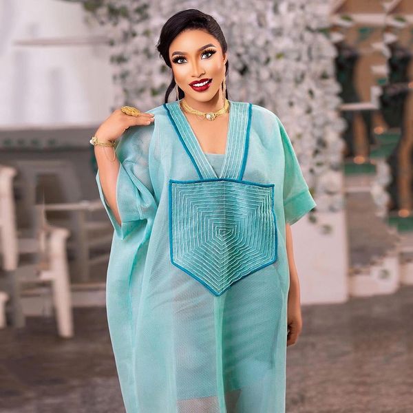 

ethnic clothing african modern design blue mesh embroidered deep vneck plus size skirt with inner africanamerican womens dress 230818, Red