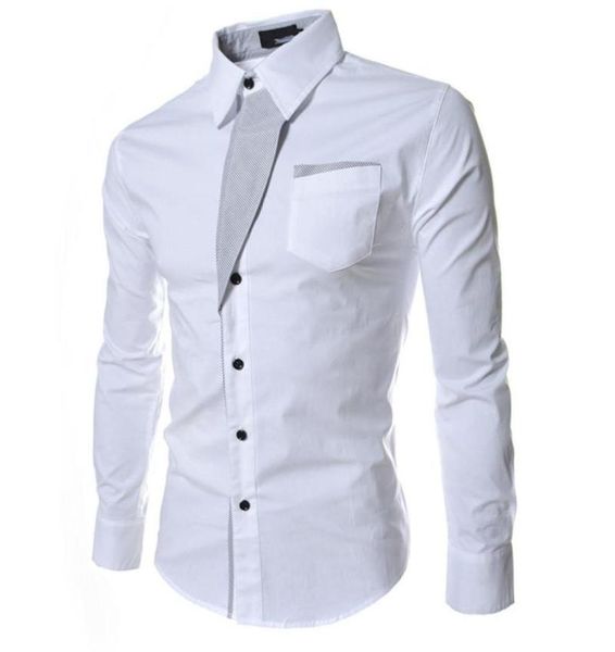 

new solid mens dress shirts slim fit vintage long sleeve singlebreasted fashion casual clothing business men trendy shirts m5971172, White;black