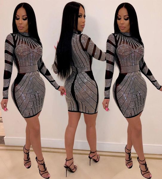

women new style night club fashionable set auger round collar slim dress split buttons party dresses wind dresses8784509, Black;gray