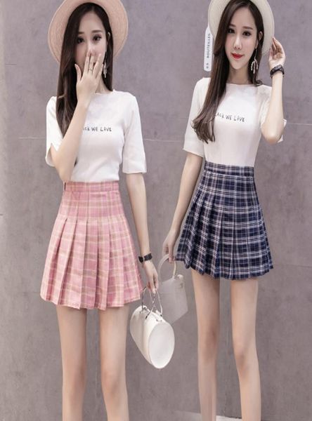 

miniskirt soft check pattern summer short skirt lightweight aline work pleated skirt comfortable 3 colors girls date y2007049318220, Black