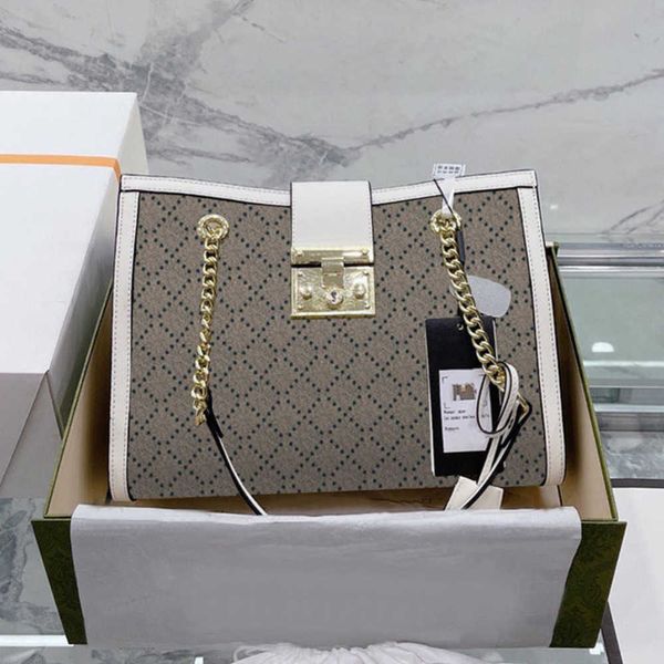 

luxury women's padlock tote bag classic handbag chain shoulder bags women large shopping backpacks leather handle hardware hasp lock pr