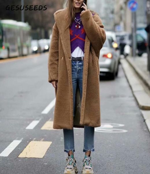 

blue red white teddy jacket faux fur coat long pink fur coat female vintage fur collar winter coat women elegant shaggy jackets y28527752, Black