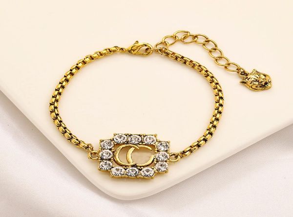 

classic bracelets link chain women brand letter bangle 18k gold plated tiger head stainless steel crystal lovers gifts wristband c9663551, Black