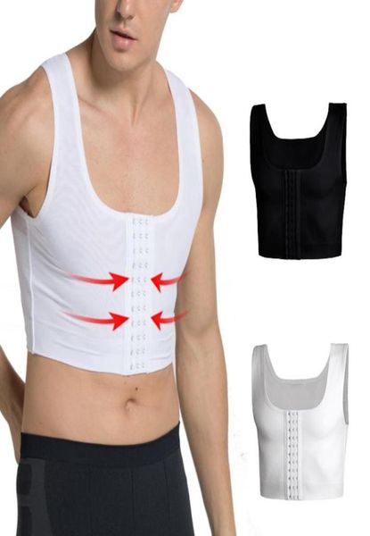 

men039s body shapers male control chest gynecomastia shaper vest men posture corrector compression shirt corset tanks6904039, Black;brown