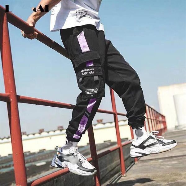 

2023 men multi-pocket harem hip pop pants trousers streetwear sweatpants hombre male casual fashion cargo pants men jogger pants271l, Black