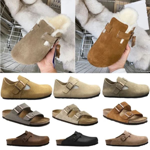 

boston clog clogs birkens tock sabot men women designer sandal slippers leather bag head pull cork flats mules woody loafers for men women l, Black