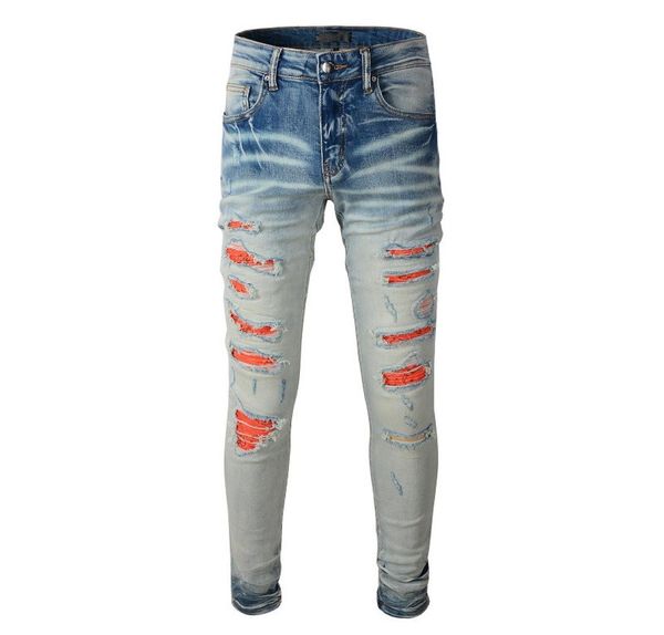 

mens jeans designer purple jeans for man rip street fashion brand retro torn fold stitching men motorcycle riding slim fit washed 2474934, Blue