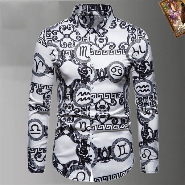 

2023 luxury designer dress shirt men's fashion association open lining men solid business casual letter long sleeve -xxxl#046, White;black