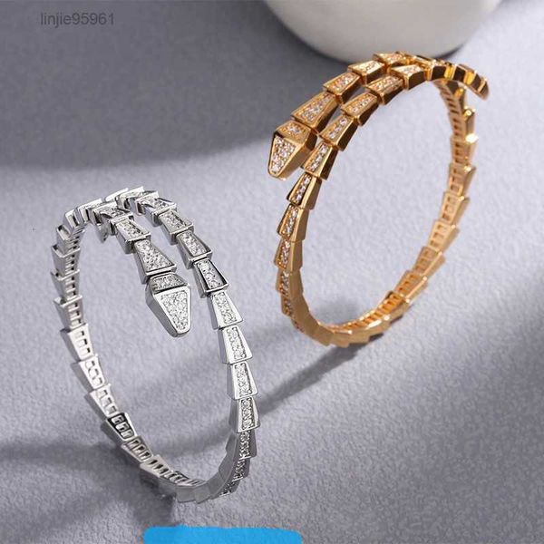 

plated 18k full opening bracelet2023 new brick set snake bracelet woman, silver bracelet yellow gold bracelet to send girlfriends gifts, Golden;silver