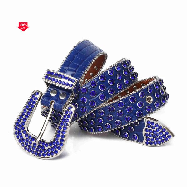 

12022 Fashion Designer Belts Bb Belt Simon for Men Women Shiny Diamond Belt Black on Blue White Multicolour Rhinestone 61 Colorsd