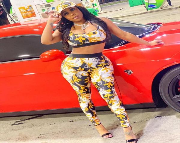 

women039s two piece pants 2022 ins summer casual fashion street ladies slim nightclub personality trend print sports vest 5439934, White