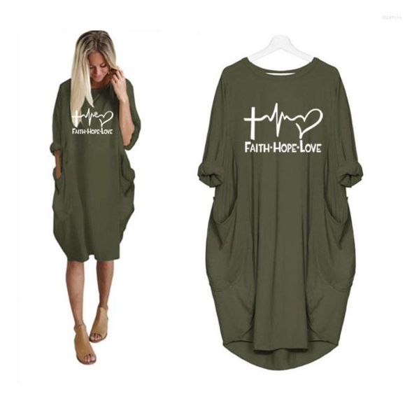 

casual dresses 2022 fashion shirts faith hope love letters print women irregular dress plus size6785960, Black;gray