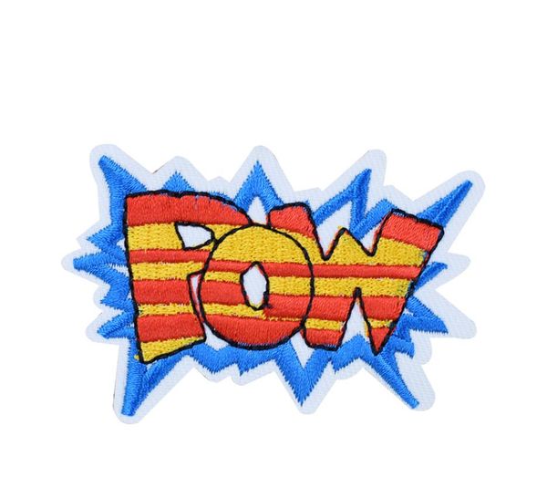 

10pcs pow patches for clothing bags diy iron on transfer applique patch for garment jeans sew on embroidery badge3753278, Black