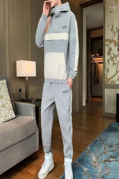 

men039s tracksuits men tracksuit 2022 sweatshirt set for couple hooded collar streetwear hoodies mens sweatpant9032092, Gray