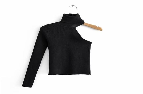 

women fashion one shoulder turtleneck asymmetric sweater ladies basic knitted casual slim high street sweaters chic s136 y2008900136, White;black