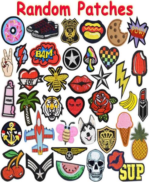 

30pcs diy random patches for clothing iron on patche sewing tool accessories badge applique iron embroidered patch stickers for cl6700980, Black