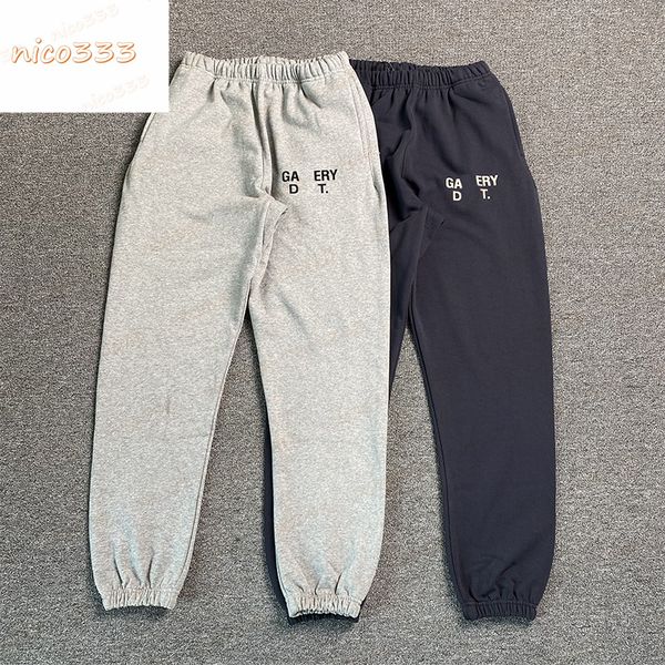 

23ss new ga depts classic letter drawstring cotton loose fit men and women casual drawstring pants, Black