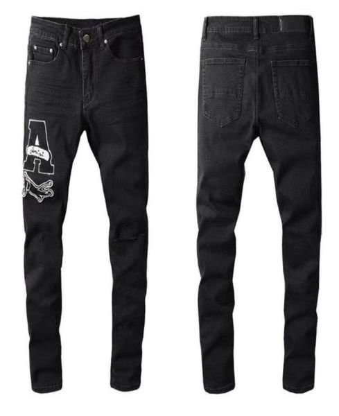 

summer popular mens jeans hiphop zipper hole washed jean am pant men designer clothes cool guy denim man jeans embroidery biker p72282208, Blue
