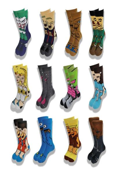 

men039s socks movie characters knitting personality hip hop funny cartoon novelty cotton street wind tube skateboard3884755, Black