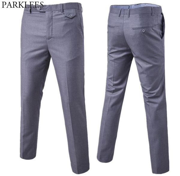 

mens business formal straight dress pants brand slim fit fashion desigen wedding groom trousers male pantalon hombre gray s6xl 212180084, Black