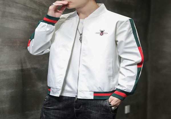 

spring and autumn men039s embroidered zipper pocket jacket jacket youth thin standup collar baseball uniform jacket coats7729511, Black;brown