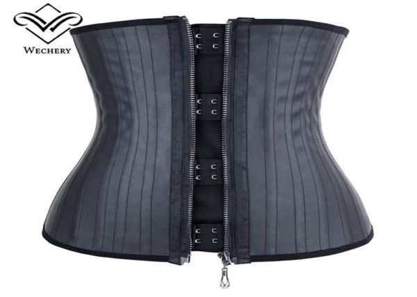 

modeling strap latex waisttrainer zipper belly slimming sheath corset latex waist cincher 25 steel boned fajas xs6xl6812083, Black;white