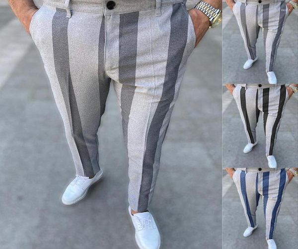 

men039s pants men39s fashion spring atutumn stripe patchwork business casual slim fit full length male trousers clothing7727772, Black