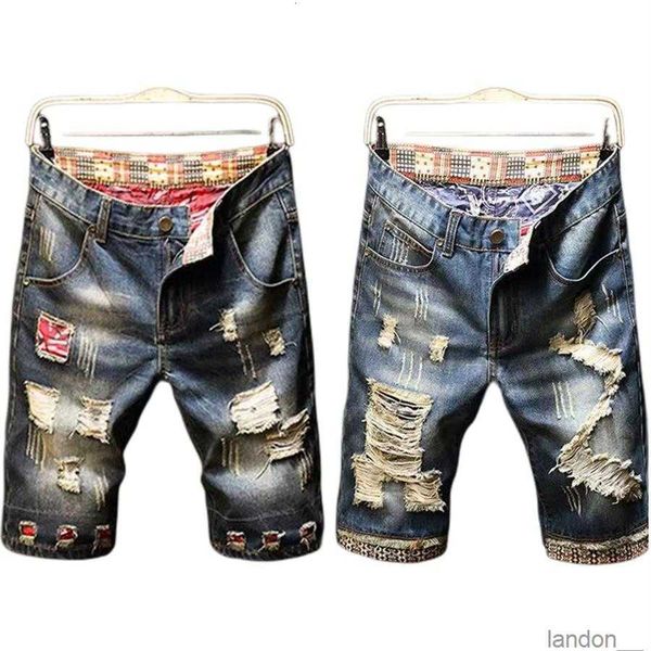 

men's stretch short designer jeans fashion pants casual slim fit elastic denim brand clothes shorts male jeans for men mens b3084, Blue