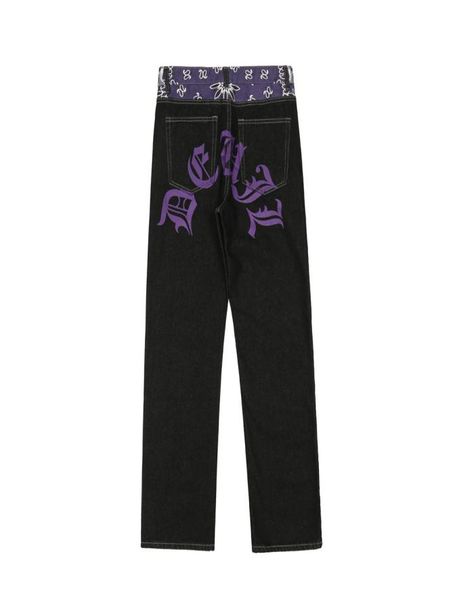 

high street patchwork wide leg jeans men039s fashion straight denim pants retro loose casual trousers9052076, Blue