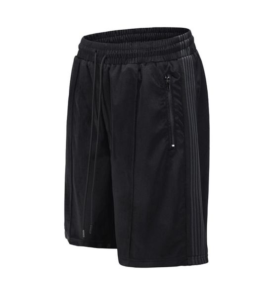

high street side fleece loose shorts mens drawstring solid breathable oversize casual summer knee lenght short pants4334265, Black