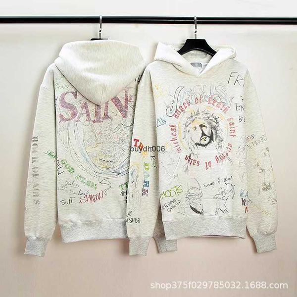 

women's hoodies sweatshirts saint michael washable old graffiti fashion brand hoodie 8a9y, Black