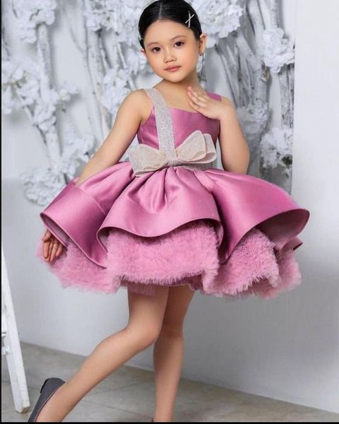 

2023 fuchsia short flower girl dresses ball gown tulle tiers satin vintage lit tle girl peageant dress gowns zj406, White;blue